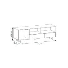Lowboard >Harvey< in Eiche Champagner/ Beton Beige - 142x42x46cm (BxHxT)