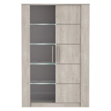 Vitrine >Antibes< in Beton/ Champagne Eich - 114x176x40cm (BxHxT)