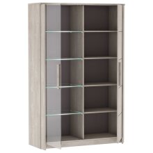 Vitrine >Antibes< in Beton/ Champagne Eich - 114x176x40cm (BxHxT)