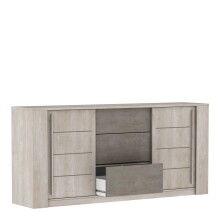 Lowboard >Antibes< in Eiche Champagner/ Beton Beige - 206x94x45cm (BxHxT)