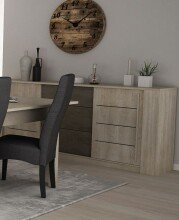 Lowboard >Antibes< in Eiche Champagner/ Beton Beige - 206x94x45cm (BxHxT)