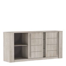 Lowboard >Antibes< in Eiche Champagner/ Beton Beige - 206x94x45cm (BxHxT)
