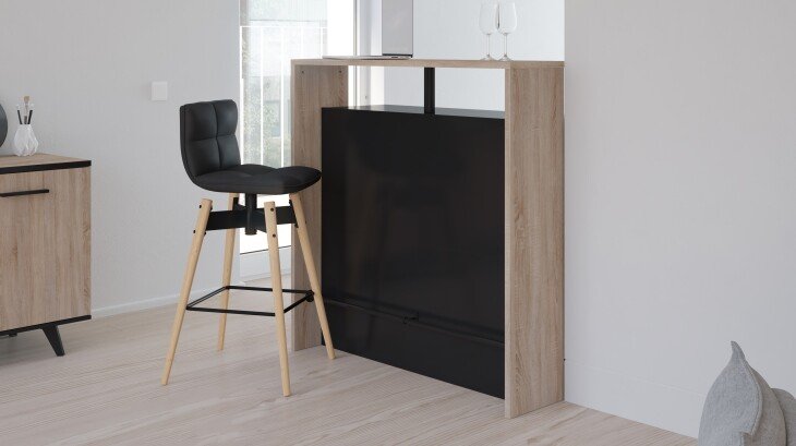 Barhocker >Prim< in matt Schwarz aus Schaumstoff/PU - 50x97x50cm (BxHxT)