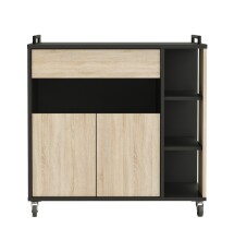 Küchenwagen >Indus< in Sonoma eiche/schwarz - 78x79x40cm (BxHxT)
