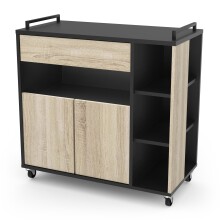 Küchenwagen >Indus< in Sonoma eiche/schwarz - 78x79x40cm (BxHxT)