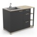 Unterschrank >Atelier< in Kronberg / schwarz  - 120x92x60cm (BxHxT)