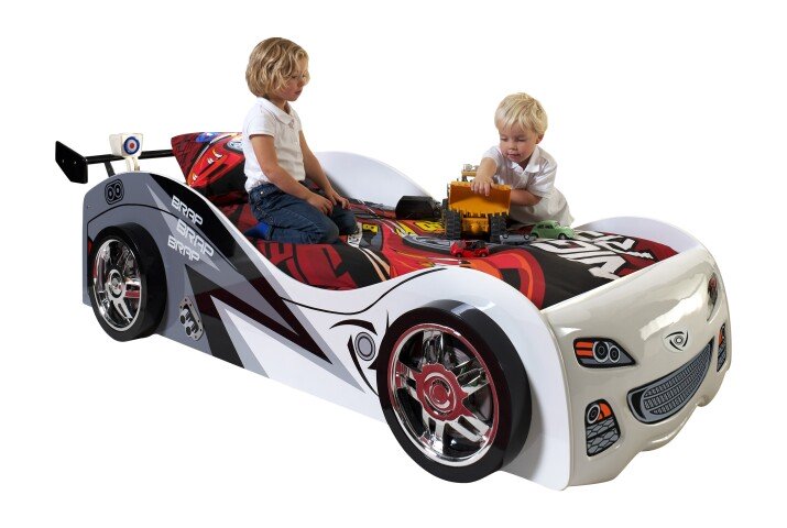Autobett >Autobett< in Weiß aus MDF - 240x65,2x111cm (BxHxT)