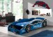 Autobett >Autobett< in Blau aus MDF - 173x41x75cm (BxHxT)