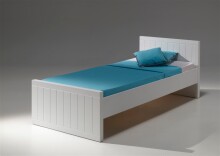 Einzelbett >ROBIN< in Weiß aus MDF - 210x76,5x95cm (BxHxT)