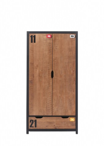 Drehtürenschrank >ALEX< in Kiefer gebürstet - 100x200x55 (BxHxT)