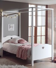 Himmelbett >AMORI< in Weiß aus Massiv Kiefer und MDF - 211,3x187,3x96cm (BxHxT)
