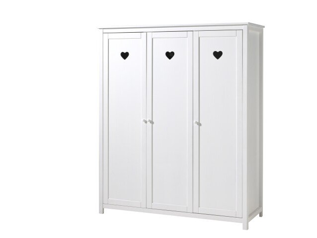 Kleiderschrank >AMORI< in Weiß aus Massiv Kiefer und MDF - 159x190,5x57 (BxHxT)
