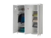 Kleiderschrank >AMORI< in Weiß aus Massiv Kiefer und MDF - 159x190,5x57 (BxHxT)