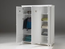 Kleiderschrank >AMORI< in Weiß aus Massiv Kiefer und MDF - 159x190,5x57 (BxHxT)