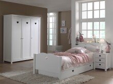 Kleiderschrank >AMORI< in Weiß aus Massiv Kiefer und MDF - 159x190,5x57 (BxHxT)