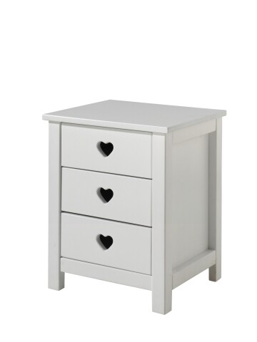 Nachttisch >AMORI< in Weiß aus Massiv Kiefer und MDF - 45x55x40cm (BxHxT)
