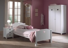 Nachttisch >AMORI< in Weiß aus Massiv Kiefer und MDF - 45x55x40cm (BxHxT)