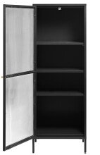 Vitrine >Barcelona< in Schwarz mit geriffelten Glaseinsätzen 5 mm , Sicherheitsglas