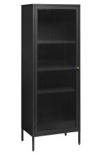 Vitrine >Barcelona< in Schwarz mit geriffelten Glaseinsätzen 5 mm , Sicherheitsglas