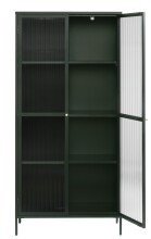 Vitrine >Barcelona< in Grün mit geriffelten Glaseinsätzen 5 mm , Sicherheitsglas