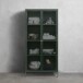 Vitrine >Barcelona< in Grün mit geriffelten Glaseinsätzen 5 mm , Sicherheitsglas