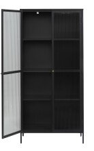 Vitrine >Barcelona< in Schwarz mit geriffelten Glaseinsätzen 5 mm , Sicherheitsglas