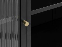 Vitrine >Barcelona< in Schwarz mit geriffelten Glaseinsätzen 5 mm , Sicherheitsglas