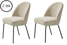 4-Fußstuhl >Cadiz< (2er Set) in Chenille Sand Creme/Schwarz - 48,5x84x57 (BxHxT)