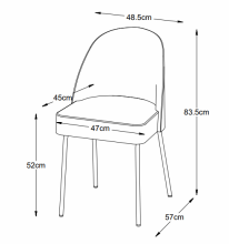 4-Fußstuhl >Cadiz< (2er Set) in Chenille Sand Creme/Schwarz - 48,5x84x57 (BxHxT)