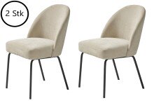 4-Fußstuhl >Cadiz< (2er Set) in Chenille Sand Creme/Schwarz - 48,5x84x57 (BxHxT)