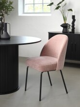 4-Fußstuhl >Cadiz< (2er Set) in Chenille Rose/Schwarz - 48,5x84x57 (BxHxT)