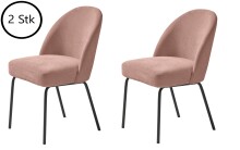 4-Fußstuhl >Cadiz< (2er Set) in Chenille Rose/Schwarz - 48,5x84x57 (BxHxT)