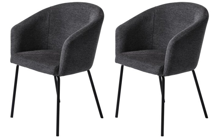 4-Fußstuhl >Eivissa< (2er Set) in Schwarz - 57x80x59 (BxHxT)