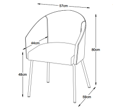 4-Fußstuhl >Eivissa< (2er Set) in Olive/Schwarz - 57x80x59 (BxHxT)