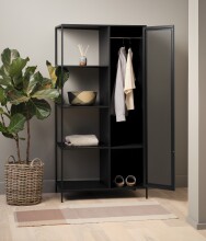 Garderobenschrank >Malaga< in Schwarz und Gold - 90x180x50 (BxHxT)