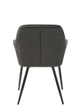 Stuhl >Marbella< (2er Set) in Kunstleder PU Dunkelgrau , Füße schwarz Pulverbeschichtet lackiert