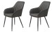 Stuhl >Marbella< (2er Set) in Kunstleder PU Dunkelgrau , Füße schwarz Pulverbeschichtet lackiert