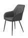 Stuhl >Marbella< (2er Set) in Kunstleder PU Dunkelgrau , Füße schwarz Pulverbeschichtet lackiert