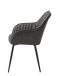Stuhl >Marbella< (2er Set) in Kunstleder PU Dunkelgrau , Füße schwarz Pulverbeschichtet lackiert