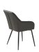 Stuhl >Marbella< (2er Set) in Kunstleder PU Dunkelgrau , Füße schwarz Pulverbeschichtet lackiert