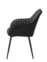 Stuhl >Marbella< (2er Set) in Kunstleder Schwarz PU , Füße schwarz Pulverbeschichtet lackiert