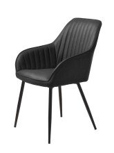 Stuhl >Marbella< (2er Set) in Kunstleder Schwarz PU , Füße schwarz Pulverbeschichtet lackiert