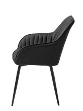 Stuhl >Marbella< (2er Set) in Kunstleder Schwarz PU , Füße schwarz Pulverbeschichtet lackiert