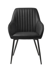 Stuhl >Marbella< (2er Set) in Kunstleder Schwarz PU , Füße schwarz Pulverbeschichtet lackiert
