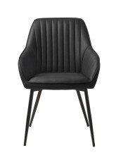 Stuhl >Marbella< (2er Set) in Kunstleder Schwarz PU , Füße schwarz Pulverbeschichtet lackiert