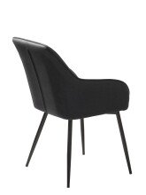 Stuhl >Marbella< (2er Set) in Kunstleder Schwarz PU , Füße schwarz Pulverbeschichtet lackiert