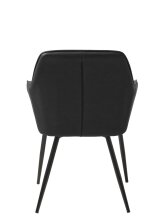 Stuhl >Marbella< (2er Set) in Kunstleder Schwarz PU , Füße schwarz Pulverbeschichtet lackiert