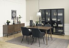 Stuhl >Marbella< (2er Set) in Kunstleder Schwarz PU , Füße schwarz Pulverbeschichtet lackiert