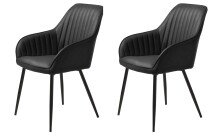 Stuhl >Marbella< (2er Set) in Kunstleder Schwarz PU...