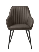 Stuhl >Marbella< (2er Set) in Kunstleder Dunkelbraun PU , Füße schwarz Pulverbeschichtet